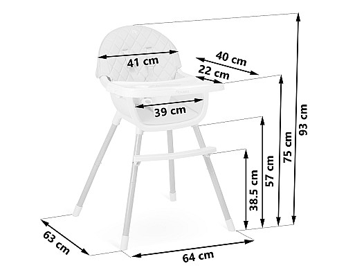 Стільчик для годування Nukido Lilo 63 х 64 х 93 см - м'ятно-білий