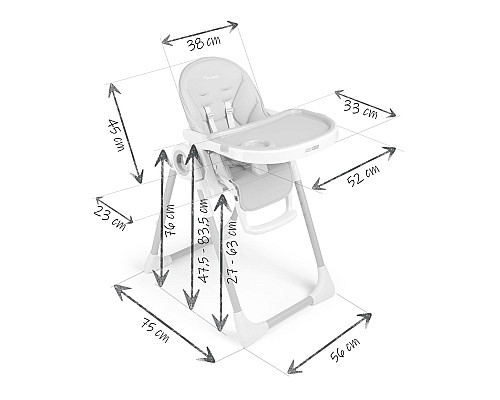 Стільчик для годування зі столиком Nukido Belo 75 х 56 х 76 см - чорно-білий
