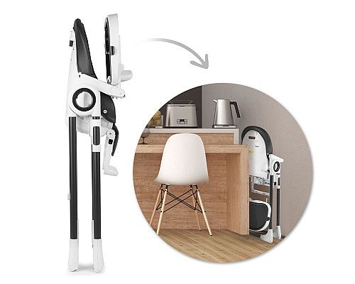 Стільчик для годування зі столиком Nukido Belo 75 х 56 х 76 см - чорно-білий