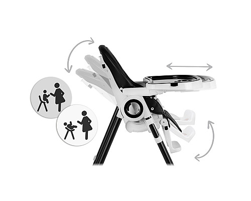 Стільчик для годування зі столиком Nukido Belo 75 х 56 х 76 см - чорно-білий