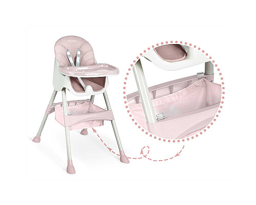 Стільчик для годування зі столиком Ricokids Milo 79 х 62 х 94 см - рожево-білий