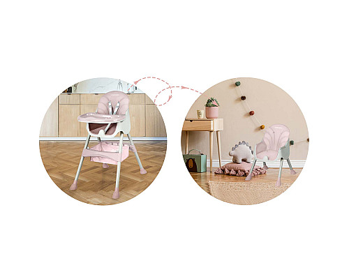 Стільчик для годування зі столиком Ricokids Milo 79 х 62 х 94 см - рожево-білий