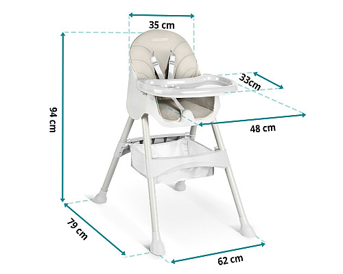 Стільчик для годування зі столиком Ricokids Milo 79 х 62 х 94 см - бежево-білий