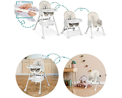 Стільчик для годування зі столиком Ricokids Milo 79 х 62 х 94 см - бежево-білий