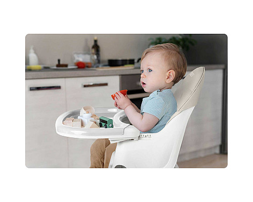 Стільчик для годування зі столиком Ricokids Milo 79 х 62 х 94 см - бежево-білий