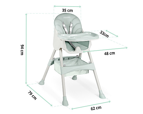 Стільчик для годування зі столиком Ricokids Milo 79 х 62 х 94 см - зелено-білий