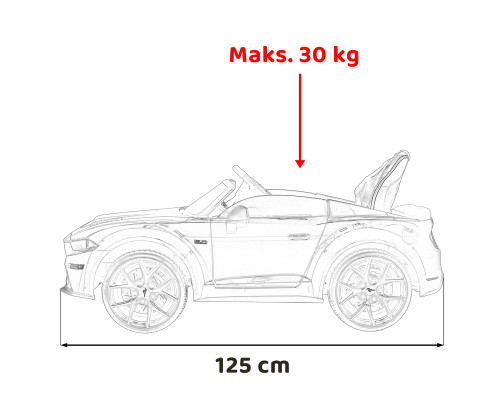 Дитячий автомобіль Ford Mustang GT на акумуляторі Білий + Регулювання сидіння + Аудіо LED + EVA + Безкоштовний старт