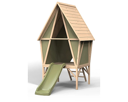 Ігровий будиночок з гіркою EXIT Yuki 300, бежево-зелений