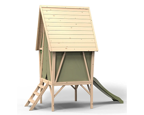 Ігровий будиночок з гіркою EXIT Yuki 300, бежево-зелений