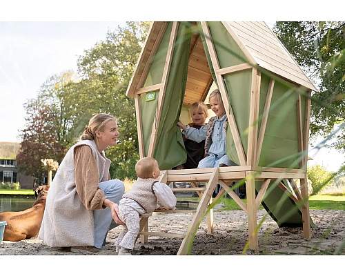 Ігровий будиночок з гіркою EXIT Yuki 300, бежево-зелений