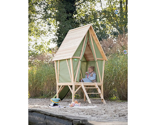Ігровий будиночок з гіркою EXIT Yuki 300, бежево-зелений