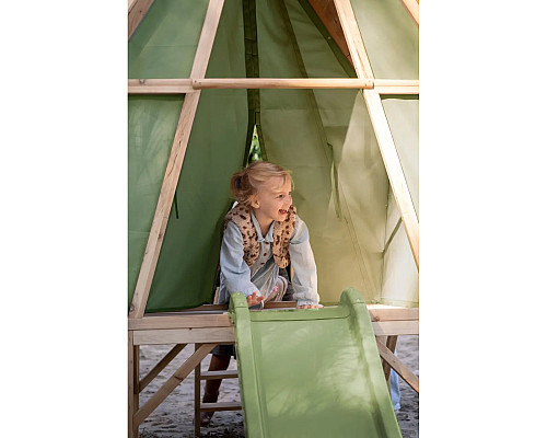 Ігровий будиночок з гіркою EXIT Yuki 300, бежево-зелений