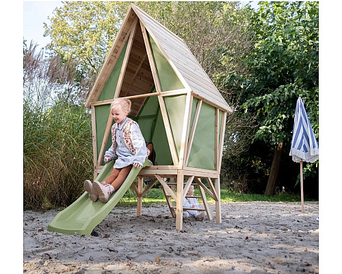 Ігровий будиночок з гіркою EXIT Yuki 300, бежево-зелений