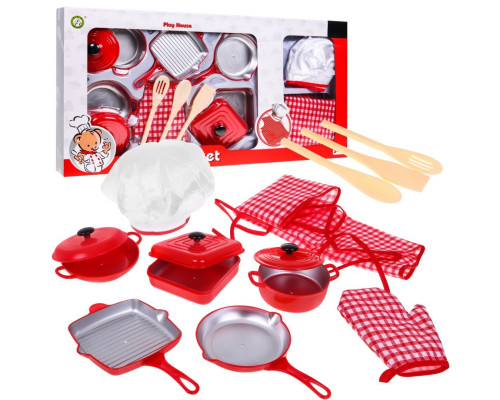 Дитячий набір Red little Chef 3+ Костюм кухаря + Каструлі + Аксесуари 14 шт.