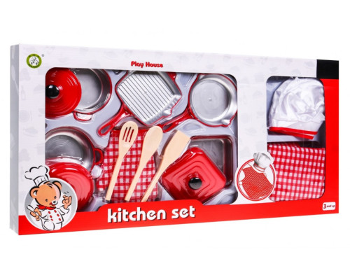 Дитячий набір Red little Chef 3+ Костюм кухаря + Каструлі + Аксесуари 14 шт.