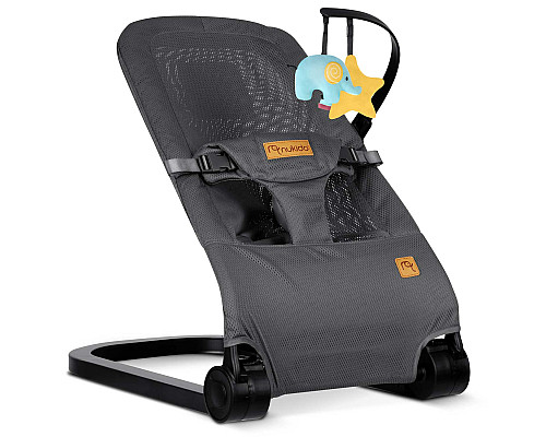 Крісло-гойдалка для немовлят Nukido з іграшками, 72 х 45,5 х 41-62 см - сіра