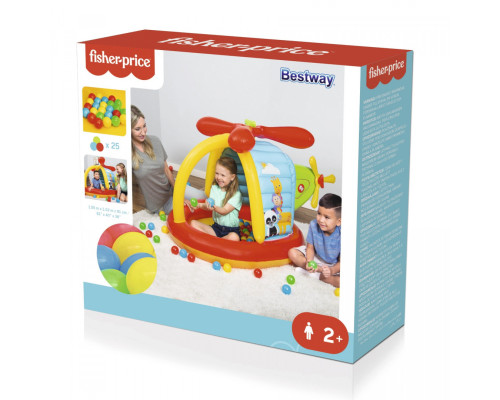 Дитячий надувний манеж Fisher-Price BESTWAY Гелікоптер 155х102х91см + м'ячі