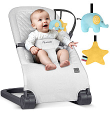 Крісло-гойдалка для немовлят Nukido з іграшками, 72 х 45,5 х 41-62 см - світло-сіра