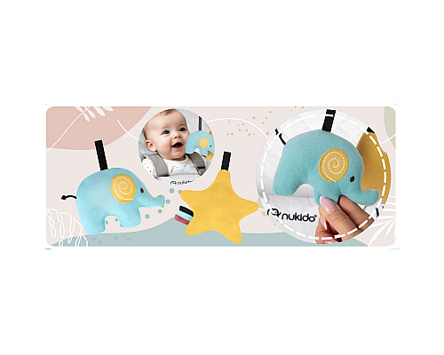 Крісло-гойдалка для немовлят Nukido з іграшками, 72 х 45,5 х 41-62 см - світло-сіра