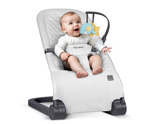 Крісло-гойдалка для немовлят Nukido з іграшками, 72 х 45,5 х 41-62 см - світло-сіра