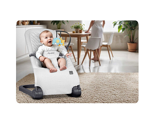 Крісло-гойдалка для немовлят Nukido з іграшками, 72 х 45,5 х 41-62 см - світло-сіра