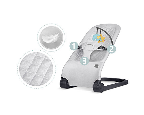 Крісло-гойдалка для немовлят Nukido з іграшками, 72 х 45,5 х 41-62 см - світло-сіра