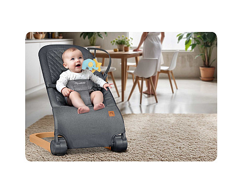 Крісло-гойдалка для немовлят Nukido, 72 х 45,5 х 41-62 см - темно-сіра