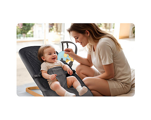 Крісло-гойдалка для немовлят Nukido, 72 х 45,5 х 41-62 см - темно-сіра