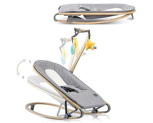 Крісло-гойдалка для немовлят Nukido 2в1 з іграшками, 74 х 40,5 х 47 см - сіра