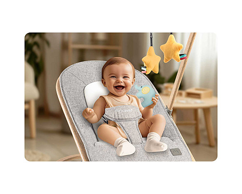 Крісло-гойдалка для немовлят Nukido 2в1 з іграшками, 74 х 40,5 х 47 см - сіра