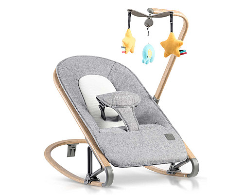 Крісло-гойдалка для немовлят Nukido 2в1 з іграшками, 74 х 40,5 х 47 см - сіра