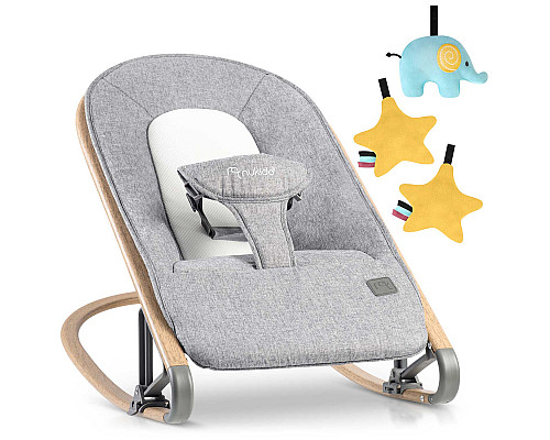 Крісло-гойдалка для немовлят Nukido 2в1 з іграшками, 74 х 40,5 х 47 см - сіра