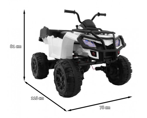 Дитячий квадроцикл Quad XL на акумуляторі Білий + привід 4x4 + Багажник + Free Start + EVA + Audio LED