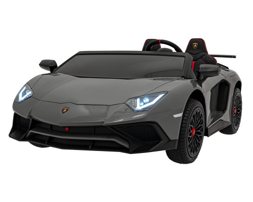 Lamborghini Aventador SV на акумуляторі для 2 дітей Сірий + Безщітковий мотор + Надувні колеса + Audio LED