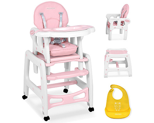 Стільчик для годування 5-в-1 Ricokids Sinco 57,5 х 104 см - рожево-білий