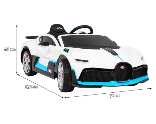 Bugatti Divo Автомобіль дитячий на акумуляторі Білий + Пульт + EVA + Free Start + LED MP3