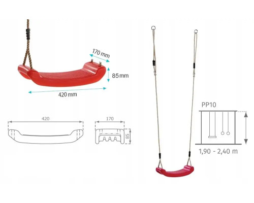 Гойдалка WCG BLOW, 42 x 17 x 8,5 см - червона