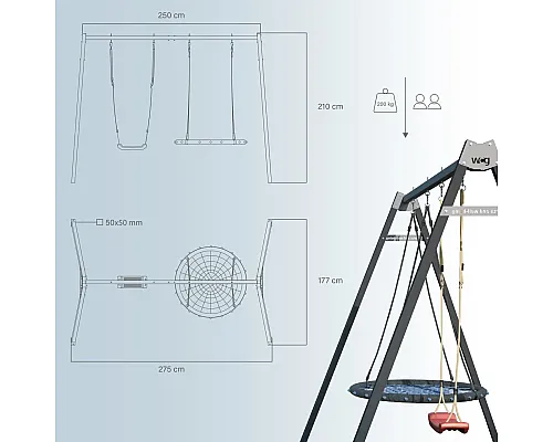 Каркас двомісний для дитячої гойдалки WCG 2 Play Frame + 2 гойдалки