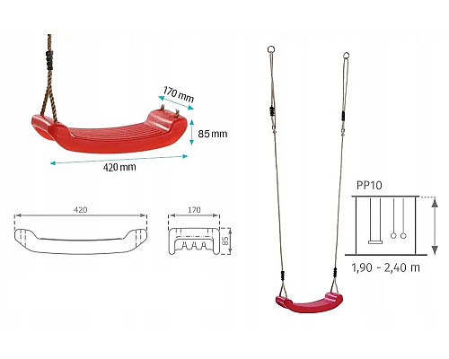 Гойдалка WCG W-101 BLOW, 42 x 17 x 8,5 см - червона