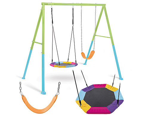 Гойдалка Intex 44125 Гніздо лелеки, 235 x 254 x 200 см - зелено-синя