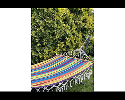 Гамак двомісний з планкою і каркасом WCG BALI XХL 200 х 150 см - різнокольоровий