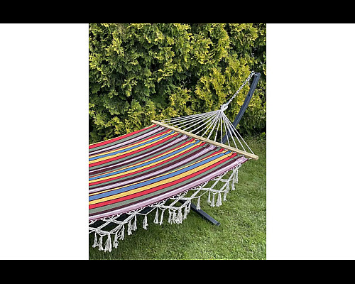 Гамак двомісний з планкою і каркасом WCG BALI XХL 200 х 150 см - різнокольоровий