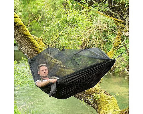 Гамак одномісний Amazonas з москітною сіткою Moskito-Traveller Extreme, 275 х 140 см - чорний