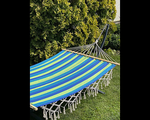 Гамак двомісний з каркасом WCG BALI 200 х 150 см синьо-зелений