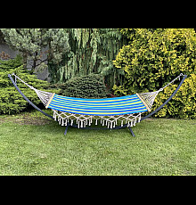 Гамак двомісний з каркасом WCG BALI 200 х 150 см синьо-зелений