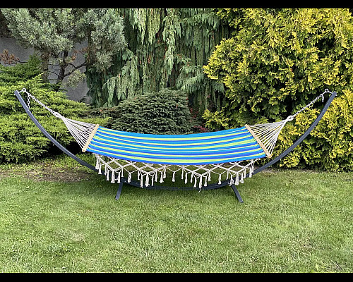 Гамак двомісний з каркасом WCG BALI 200 х 150 см синьо-зелений