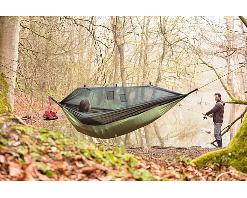 Гамак одномісний Amazonas з москітною сіткою Moskito-Traveller THERMO, 275 х 140 см - зелений