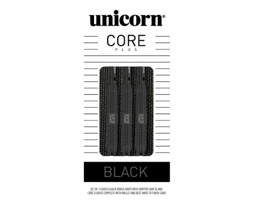 Дротики для дартсу Unicorn Core Plus Black Brass Soft S2 – 3-Pack