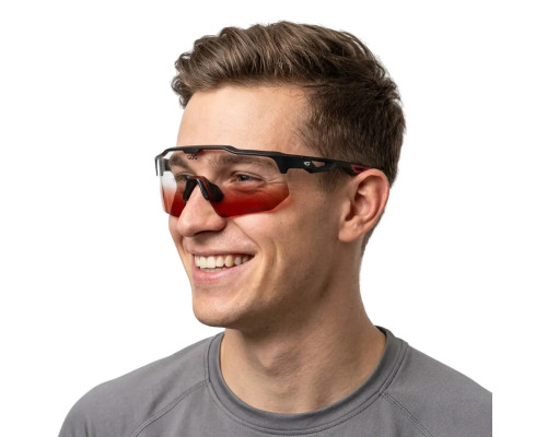 Окуляри захисні GOG Loki Photochromic Cat.0-3, чорно-червоні