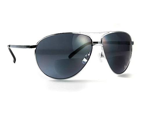 Окуляри захисні з біфокальною лінзою Global Vision Aviator Bifocal (+2.5) сірі